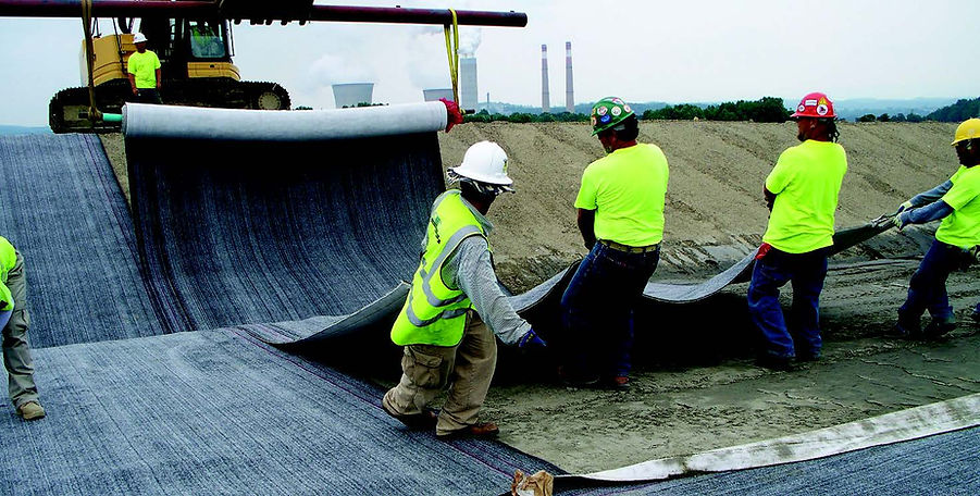 Geosynthetic clay liner deployed on a containment project